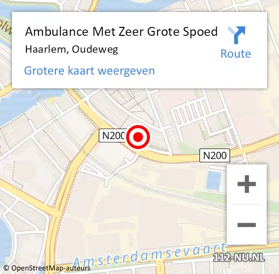 Locatie op kaart van de 112 melding: Ambulance Met Zeer Grote Spoed Naar Haarlem, Oudeweg op 13 april 2024 15:36