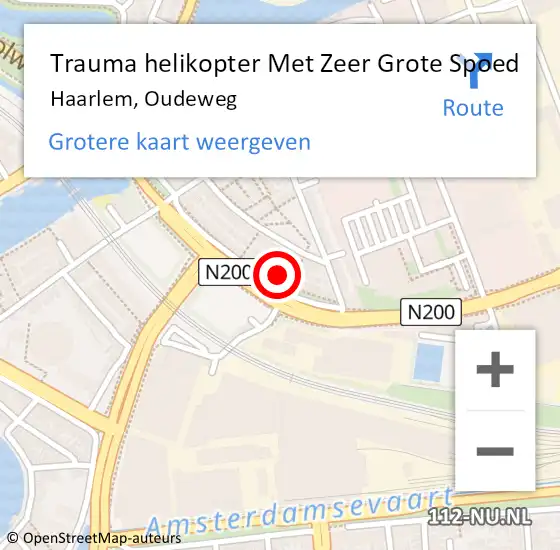Locatie op kaart van de 112 melding: Trauma helikopter Met Zeer Grote Spoed Naar Haarlem, Oudeweg op 13 april 2024 15:37