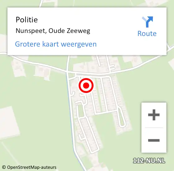 Locatie op kaart van de 112 melding: Politie Nunspeet, Oude Zeeweg op 13 april 2024 15:39
