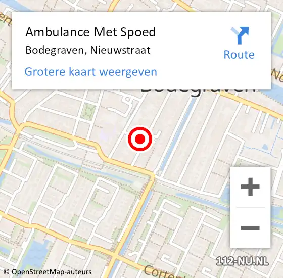 Locatie op kaart van de 112 melding: Ambulance Met Spoed Naar Bodegraven, Nieuwstraat op 13 april 2024 15:52