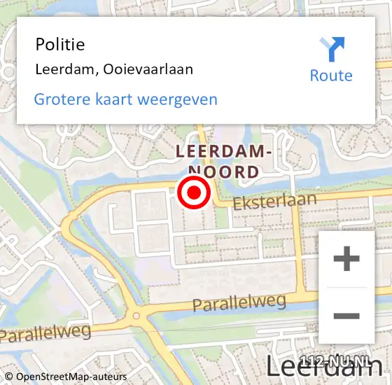 Locatie op kaart van de 112 melding: Politie Leerdam, Ooievaarlaan op 13 april 2024 16:19