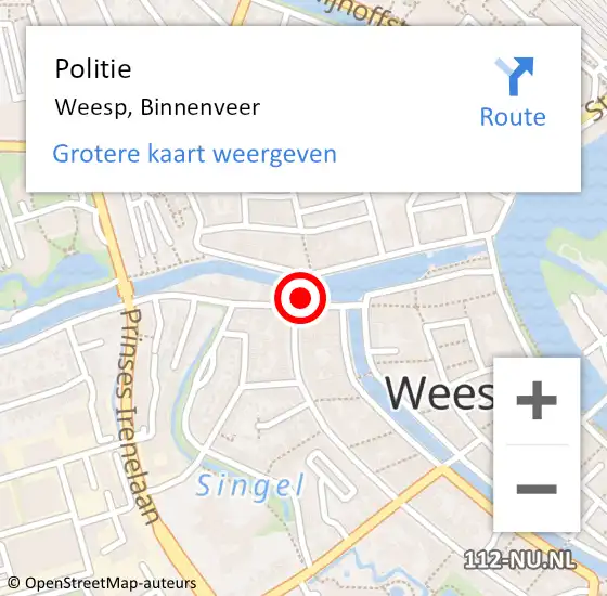 Locatie op kaart van de 112 melding: Politie Weesp, Binnenveer op 13 april 2024 16:22