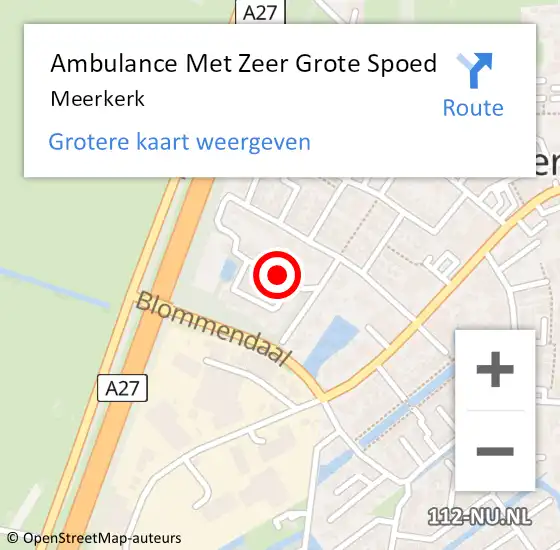 Locatie op kaart van de 112 melding: Ambulance Met Zeer Grote Spoed Naar Meerkerk op 13 april 2024 16:40