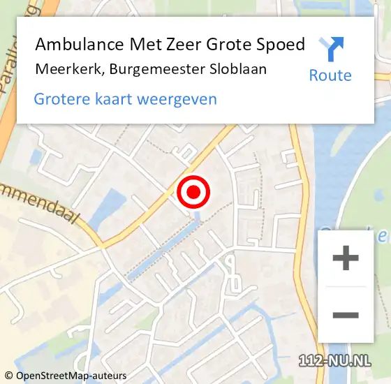 Locatie op kaart van de 112 melding: Ambulance Met Zeer Grote Spoed Naar Meerkerk, Burgemeester Sloblaan op 13 april 2024 16:41