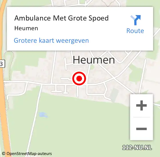 Locatie op kaart van de 112 melding: Ambulance Met Grote Spoed Naar Heumen op 13 april 2024 16:49