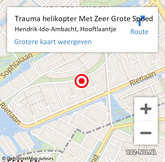 Locatie op kaart van de 112 melding: Trauma helikopter Met Zeer Grote Spoed Naar Hendrik-Ido-Ambacht, Hooftlaantje op 13 april 2024 17:11