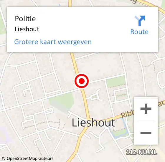 Locatie op kaart van de 112 melding: Politie Lieshout op 13 april 2024 17:19