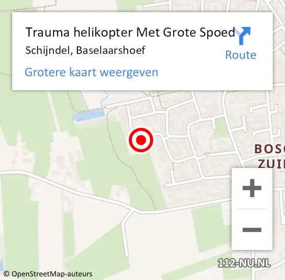Locatie op kaart van de 112 melding: Trauma helikopter Met Grote Spoed Naar Schijndel, Baselaarshoef op 13 april 2024 17:48