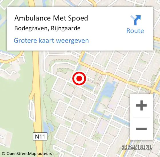 Locatie op kaart van de 112 melding: Ambulance Met Spoed Naar Bodegraven, Rijngaarde op 13 april 2024 18:03