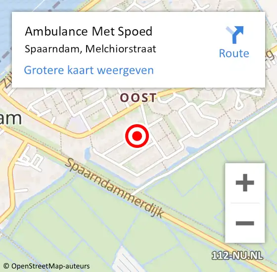 Locatie op kaart van de 112 melding: Ambulance Met Spoed Naar Spaarndam, Melchiorstraat op 13 april 2024 18:33