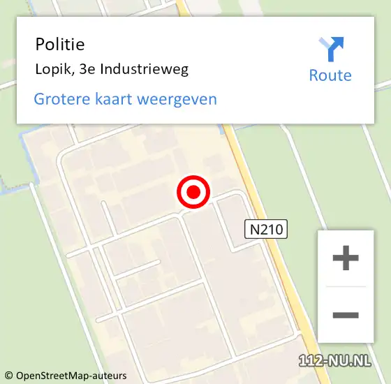 Locatie op kaart van de 112 melding: Politie Lopik, 3e Industrieweg op 13 april 2024 18:42
