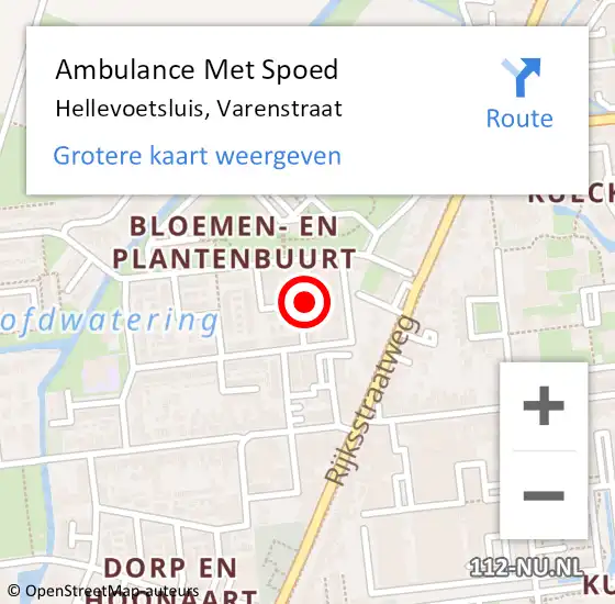 Locatie op kaart van de 112 melding: Ambulance Met Spoed Naar Hellevoetsluis, Varenstraat op 13 april 2024 18:47