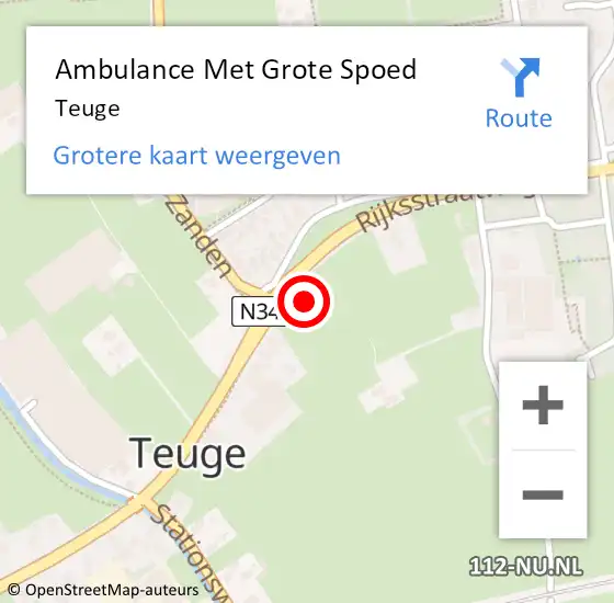 Locatie op kaart van de 112 melding: Ambulance Met Grote Spoed Naar Teuge op 13 april 2024 20:07