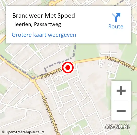 Locatie op kaart van de 112 melding: Brandweer Met Spoed Naar Heerlen, Passartweg op 13 april 2024 20:21