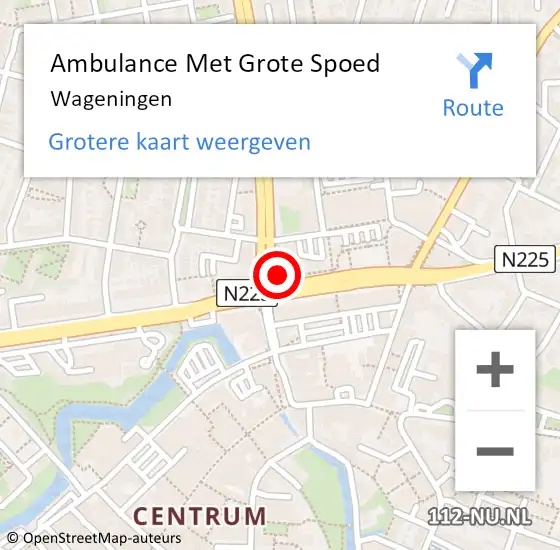 Locatie op kaart van de 112 melding: Ambulance Met Grote Spoed Naar Wageningen op 13 april 2024 20:23