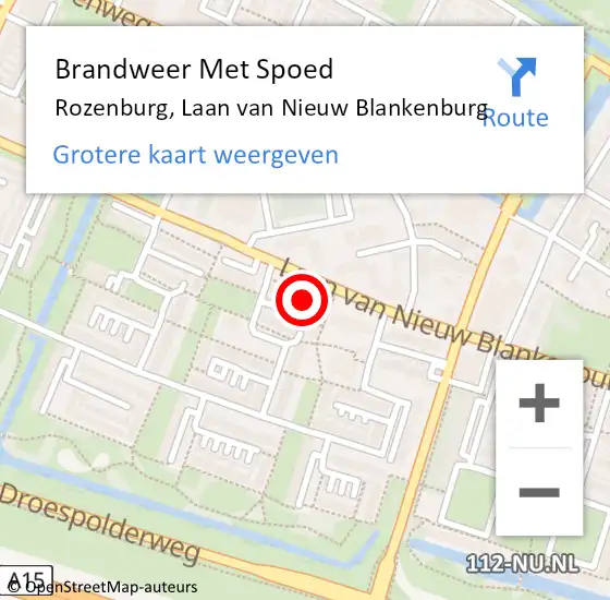Locatie op kaart van de 112 melding: Brandweer Met Spoed Naar Rozenburg, Laan van Nieuw Blankenburg op 13 april 2024 20:47