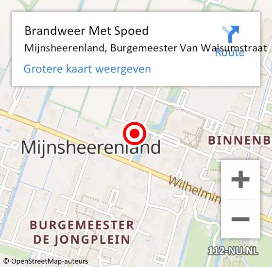 Locatie op kaart van de 112 melding: Brandweer Met Spoed Naar Mijnsheerenland, Burgemeester Van Walsumstraat op 13 april 2024 20:50