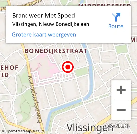 Locatie op kaart van de 112 melding: Brandweer Met Spoed Naar Vlissingen, Nieuw Bonedijkelaan op 13 april 2024 21:17