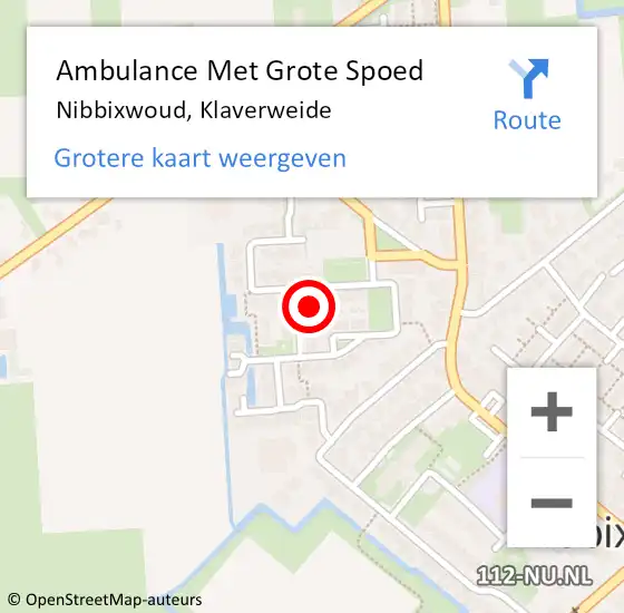 Locatie op kaart van de 112 melding: Ambulance Met Grote Spoed Naar Nibbixwoud, Klaverweide op 13 april 2024 21:29