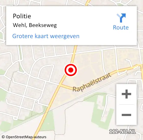 Locatie op kaart van de 112 melding: Politie Wehl, Beekseweg op 13 april 2024 21:44