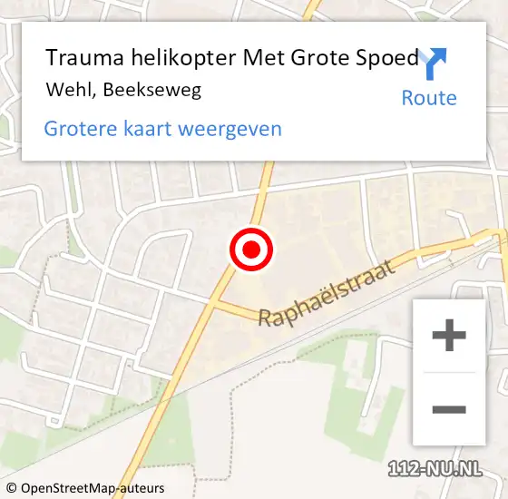 Locatie op kaart van de 112 melding: Trauma helikopter Met Grote Spoed Naar Wehl, Beekseweg op 13 april 2024 21:45