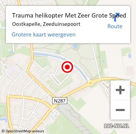 Locatie op kaart van de 112 melding: Trauma helikopter Met Zeer Grote Spoed Naar Oostkapelle, Zeeduinsepoort op 13 april 2024 22:11