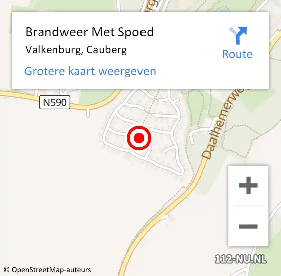 Locatie op kaart van de 112 melding: Brandweer Met Spoed Naar Valkenburg, Cauberg op 13 april 2024 22:39