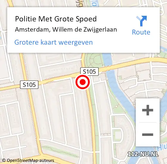Locatie op kaart van de 112 melding: Politie Met Grote Spoed Naar Amsterdam, Willem de Zwijgerlaan op 13 april 2024 23:01