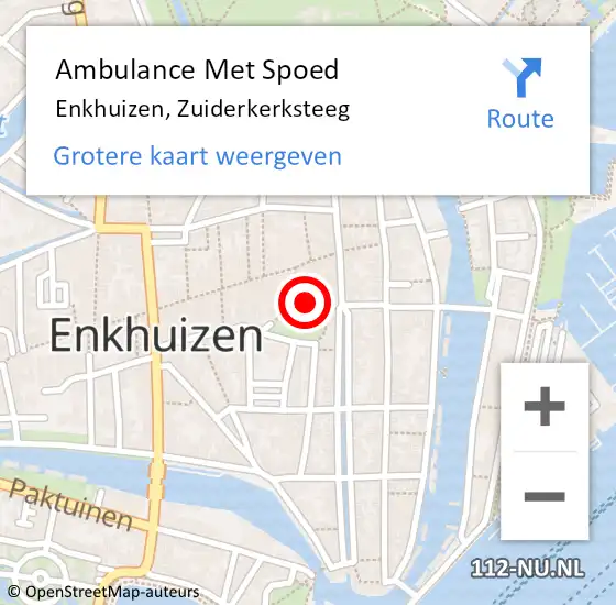Locatie op kaart van de 112 melding: Ambulance Met Spoed Naar Enkhuizen, Zuiderkerksteeg op 13 april 2024 23:05