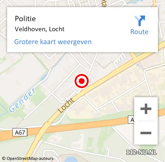 Locatie op kaart van de 112 melding: Politie Veldhoven, Locht op 13 april 2024 23:06
