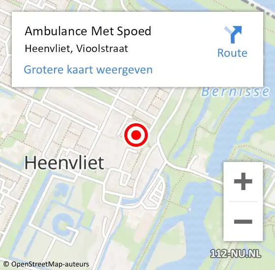 Locatie op kaart van de 112 melding: Ambulance Met Spoed Naar Heenvliet, Vioolstraat op 13 april 2024 23:17