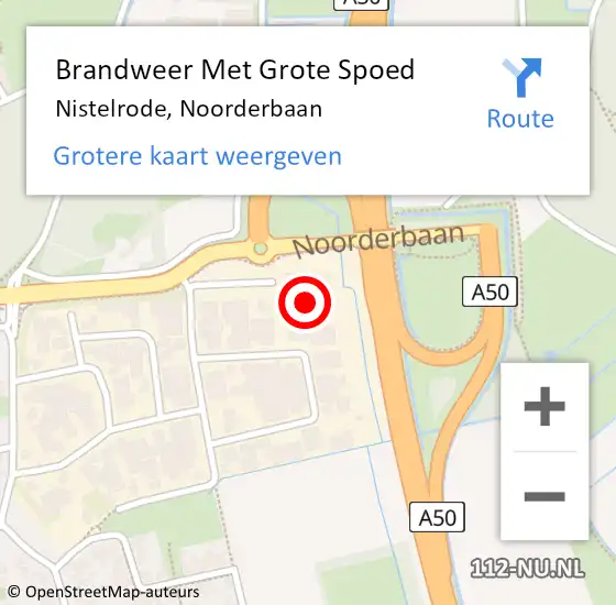 Locatie op kaart van de 112 melding: Brandweer Met Grote Spoed Naar Nistelrode, Noorderbaan op 13 april 2024 23:24