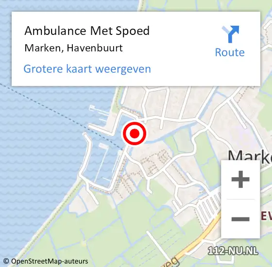 Locatie op kaart van de 112 melding: Ambulance Met Spoed Naar Marken, Havenbuurt op 13 april 2024 23:35