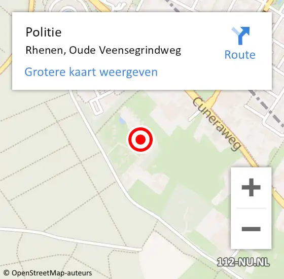 Locatie op kaart van de 112 melding: Politie Rhenen, Oude Veensegrindweg op 13 april 2024 23:53