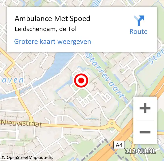 Locatie op kaart van de 112 melding: Ambulance Met Spoed Naar Leidschendam, de Tol op 13 april 2024 23:53