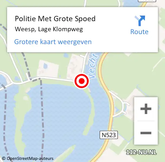 Locatie op kaart van de 112 melding: Politie Met Grote Spoed Naar Weesp, Lage Klompweg op 14 april 2024 00:16