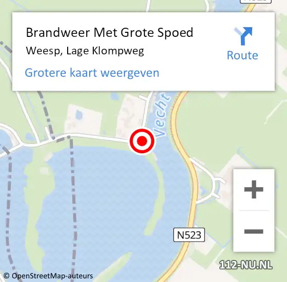Locatie op kaart van de 112 melding: Brandweer Met Grote Spoed Naar Weesp, Lage Klompweg op 14 april 2024 00:17