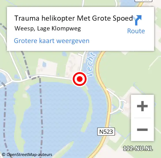Locatie op kaart van de 112 melding: Trauma helikopter Met Grote Spoed Naar Weesp, Lage Klompweg op 14 april 2024 00:19