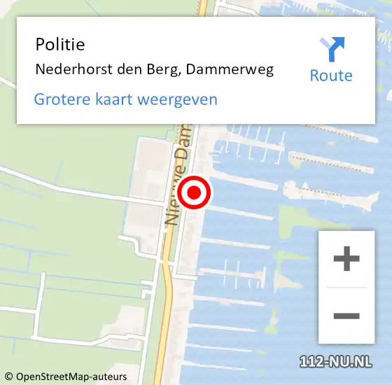 Locatie op kaart van de 112 melding: Politie Nederhorst den Berg, Dammerweg op 14 april 2024 00:21