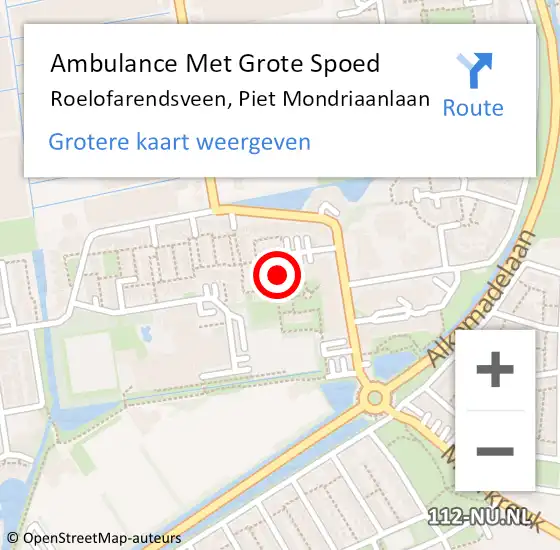 Locatie op kaart van de 112 melding: Ambulance Met Grote Spoed Naar Roelofarendsveen, Piet Mondriaanlaan op 14 april 2024 00:24
