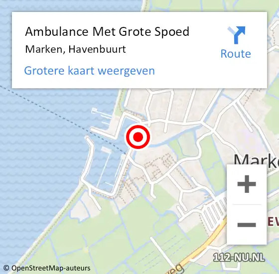 Locatie op kaart van de 112 melding: Ambulance Met Grote Spoed Naar Marken, Havenbuurt op 14 april 2024 00:32