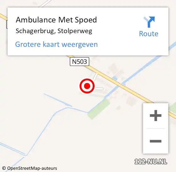 Locatie op kaart van de 112 melding: Ambulance Met Spoed Naar Schagerbrug, Stolperweg op 14 april 2024 00:40