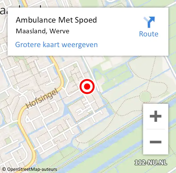 Locatie op kaart van de 112 melding: Ambulance Met Spoed Naar Maasland, Werve op 14 april 2024 00:55