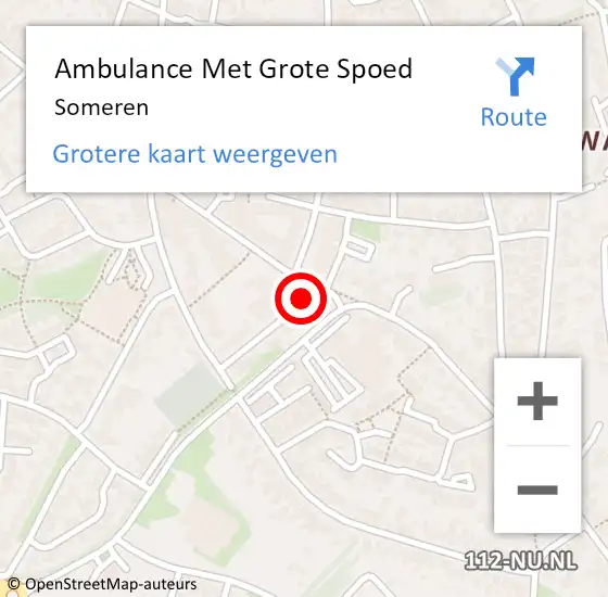 Locatie op kaart van de 112 melding: Ambulance Met Grote Spoed Naar Someren op 14 april 2024 00:56