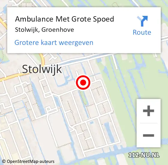 Locatie op kaart van de 112 melding: Ambulance Met Grote Spoed Naar Stolwijk, Groenhove op 14 april 2024 00:59