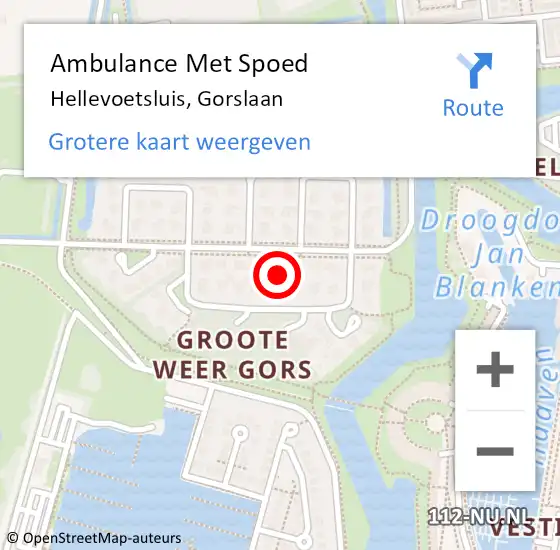 Locatie op kaart van de 112 melding: Ambulance Met Spoed Naar Hellevoetsluis, Gorslaan op 14 april 2024 01:11