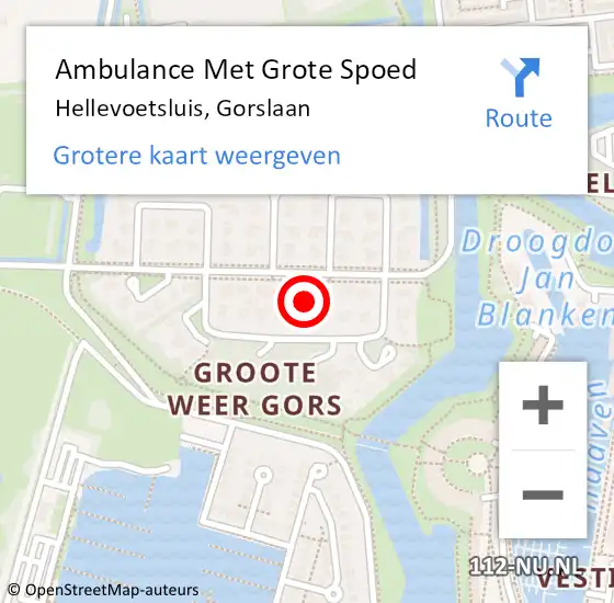 Locatie op kaart van de 112 melding: Ambulance Met Grote Spoed Naar Hellevoetsluis, Gorslaan op 14 april 2024 01:12