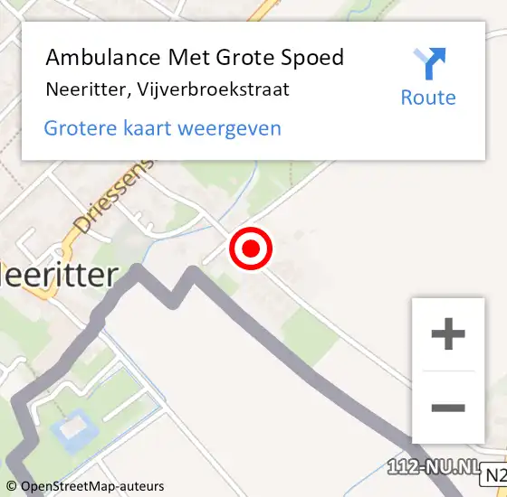 Locatie op kaart van de 112 melding: Ambulance Met Grote Spoed Naar Neeritter, Vijverbroekstraat op 14 april 2024 01:24