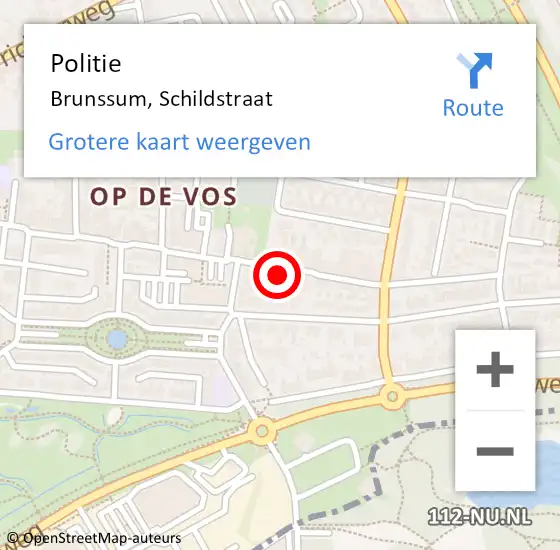 Locatie op kaart van de 112 melding: Politie Brunssum, Schildstraat op 14 april 2024 01:32