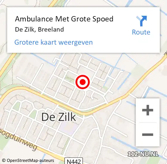 Locatie op kaart van de 112 melding: Ambulance Met Grote Spoed Naar De Zilk, Breeland op 14 april 2024 01:34